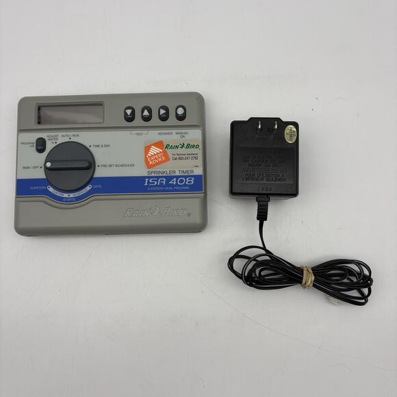 Rain BIRD ISA-408 8 Station Automatic Dual Program Sprinkler Timer w/AC Adapter - Picture 1 of 8